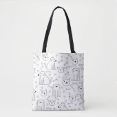 Schattigee Hand-Drawn Dog & Cat Pattern Canvas tas (Voorkant)