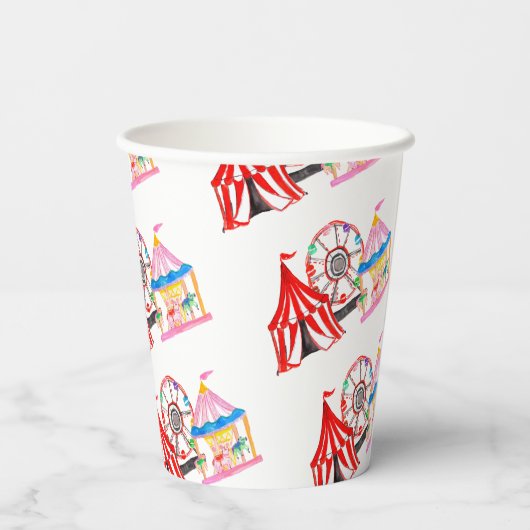 Schattigee hand getrokken Carnaval Circus Verjaard Papieren Bekers (Achterkant)