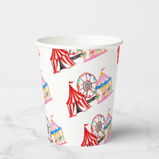 Schattigee hand getrokken Carnaval Circus Verjaard Papieren Bekers (Links)