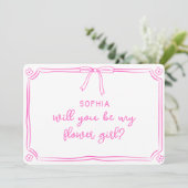 Schattigee Hand getrokken Coquette Bow Bloemenmeis Kaart (Staand voorkant)