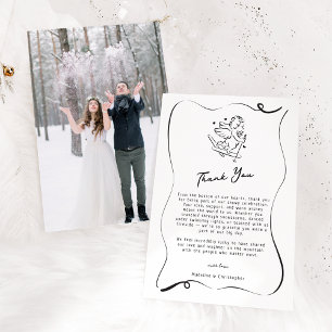Schattigee Hand Getrokken Cupido Ski Winter Weddin Bedankkaart