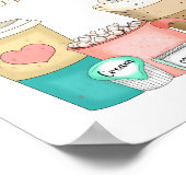 Schattigee Hand getrokken grillige koffie en warme Poster (Hoek)