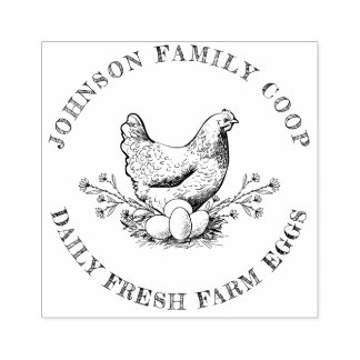 Schattigee Hand-getrokken Hennen Kippenei Karton Rubberstempel