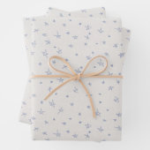 Schattigee Hand Getrokken Pastel Blauwe Sterren Op Inpakpapier Vel (In situ)