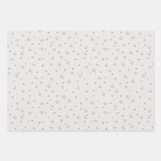 Schattigee Hand Getrokken Pastel Blauwe Sterren Op Inpakpapier Vel (Voorkant)