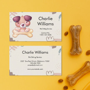 Schattigee Hand getrokken Pet Sitter Dog Walker Gr Visitekaartje