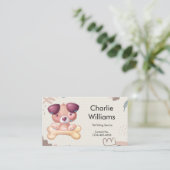 Schattigee Hand getrokken Pet Sitter Dog Walker Gr Visitekaartje (Staand voorkant)