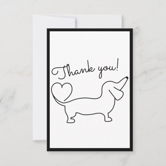 Schattigee Hand getrokken teckel plat dank u kaart (Voorkant)