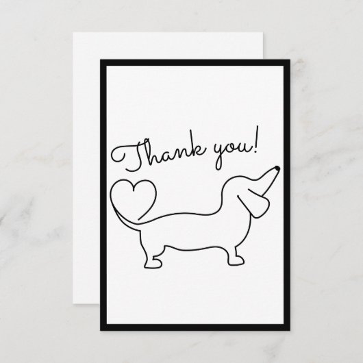 Schattigee Hand getrokken teckel plat dank u kaart (Voorkant / Achterkant)