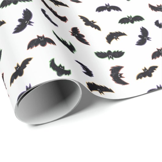 Schattigee Hand getrokken vleermuispatroon Hallowe Cadeaupapier (Rol Hoek)