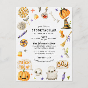Schattigee Hand Painted Spooktacular Halloween Par Feestdagenkaart