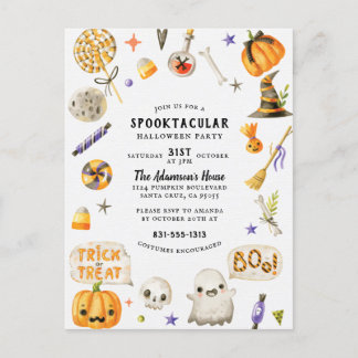 Schattigee Hand Painted Spooktacular Halloween Par Feestdagenkaart