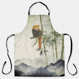 Schattigee handgeschilderde rode panda schort