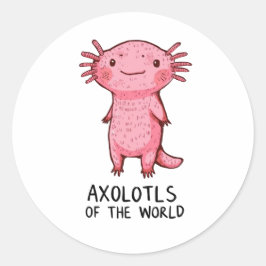 Schattigee handgetekende Axolotl-Cartoon Ronde Sticker