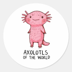 Schattigee handgetekende Axolotl-Cartoon Ronde Sticker