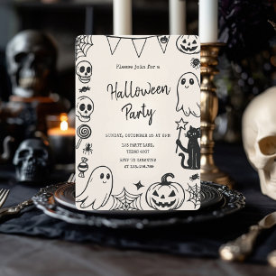 Schattigee handgetekende Halloween Party Kinder Feestdagenkaart