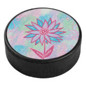 Schattigee handgetekende pastelbloem hockey puck (3/4)