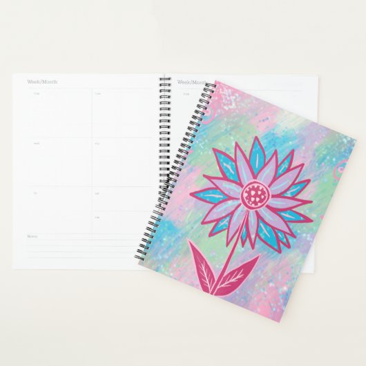Schattigee handgetekende pastelbloem planner (Display)