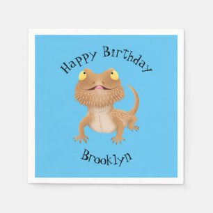 Schattigee Happy Bearded Dragon Lizard Verjaardag Servet
