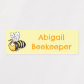 Schattigee Happy Bee cartoon gepersonaliseerd Labels (Design 2)
