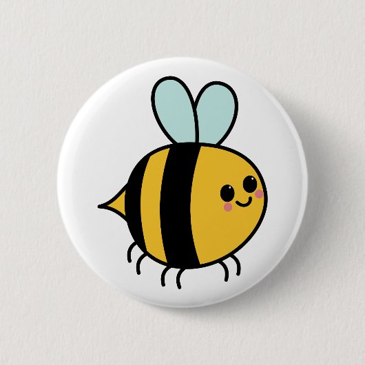 Schattigee Happy Bee-tekening Ronde Button 5,7 Cm (Voorkant)