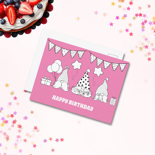 Schattigee Happy Birthday Gnome Stempel Briefkaart