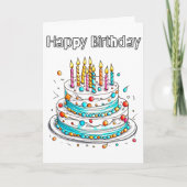 Schattigee Happy Birthday Party Cake Kaart (Voorkant)