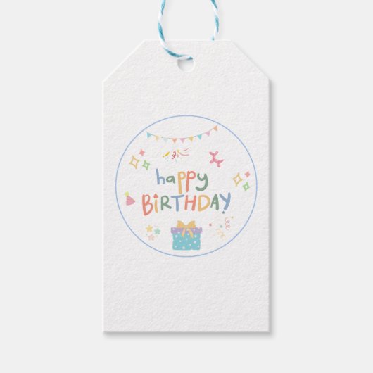 Schattigee Happy Birthday Sticker Cadeaulabel (Voorkant)