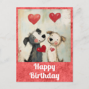 Schattigee Happy Birthday Waterverf Puppy Hondenha Briefkaart
