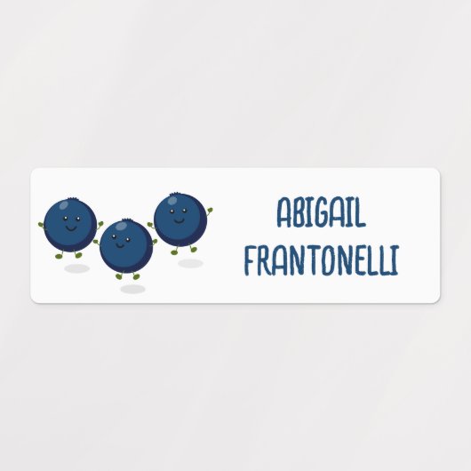 Schattigee Happy Blueberries paarse cartoon gepers Labels (Design 2)