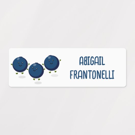 Schattigee Happy Blueberries paarse cartoon gepers Labels (Design 1)