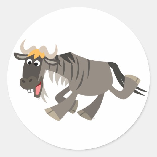Schattigee Happy Cartoon Wildebeest Sticker (Voorkant)