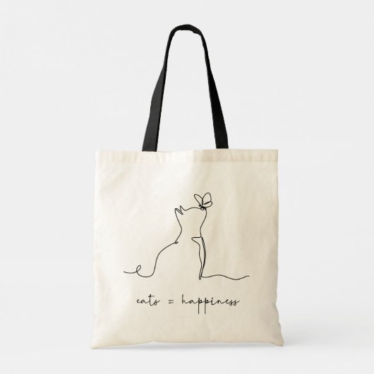 Schattigee Happy Cat canvas tas | Cat grafisch tas (Achterkant)