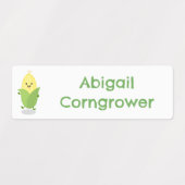 Schattigee Happy Corn cartoon gepersonaliseerd Labels (Design 2)