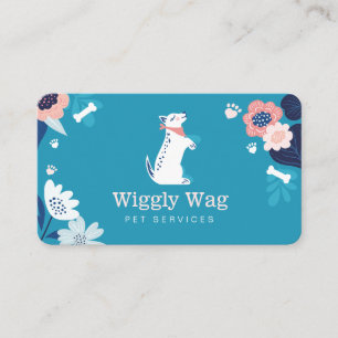 Schattigee Happy Dog Floral Botanical Blue Pet Ser Visitekaartje