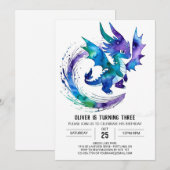 Schattigee Happy Dragon Digital Boy Verjaardag Kaart (Voorkant / Achterkant)