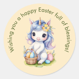 Schattigee Happy Easter Blessings Eenhoorn Sticker