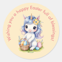 Schattigee Happy Easter Blessings Eenhoorn Sticker