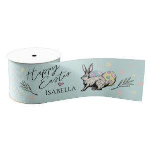 Schattigee Happy Easter Bunny Konijn en Eieren Naa Grosgrain Lint