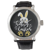 Schattigee Happy Easter Bunny met Yellow Paw Print