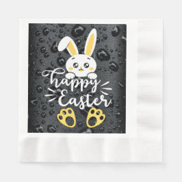 Schattigee Happy Easter Bunny met Yellow Paw-serve Servet