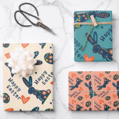 Schattigee Happy Easter Bunny Pattern Custom Folk Inpakpapier Vel