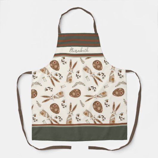 Schattigee Happy Easter Bunny Pattern Custom Name  Schort (Voorkant)