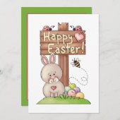 Schattigee Happy Easter bunny Vakantie kaart (Voorkant / Achterkant)
