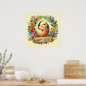 Schattigee Happy Easter chicks Poster (Keuken)