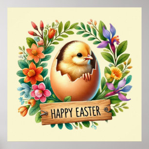 Schattigee Happy Easter chicks Poster