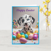 Schattigee Happy Easter Dog Kaart (Gele Bloem)
