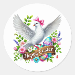 Schattigee Happy Easter Dove Ronde Sticker