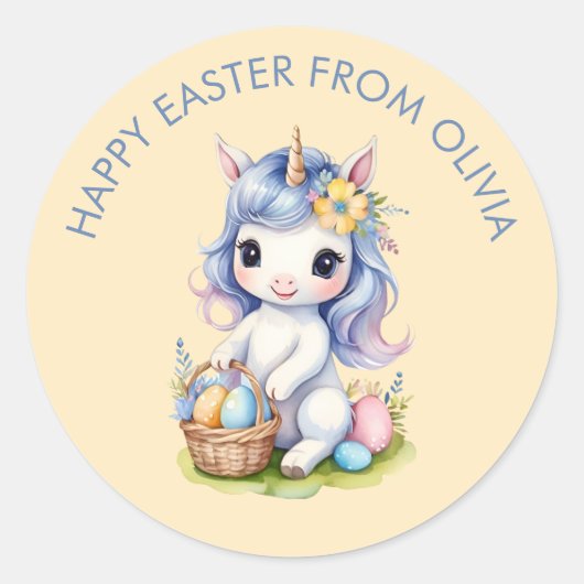 Schattigee Happy Easter Eenhoorn Sticker (Voorkant)