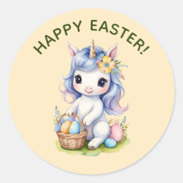 Schattigee Happy Easter Eenhoorn Sticker